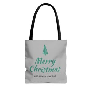 Gray Pine Merry Christmas Cotton Canvas Tote Bag