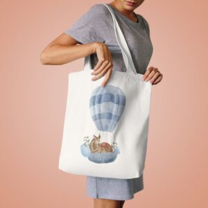 White Balloon Adventure Cotton Canvas Tote Bag