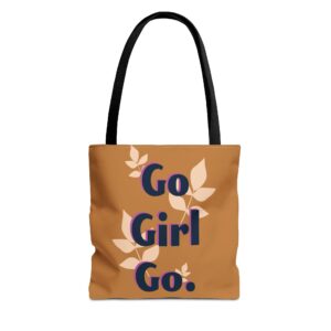 Brown Go Girl Go Cotton Canvas Tote Bag