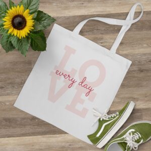 White Love Every Day Cotton Canvas Tote Bag