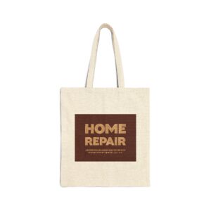 Beige Home Repair Cotton Canvas Tote Bag
