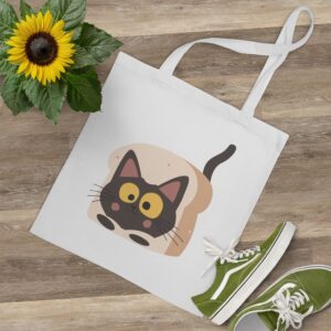 White Cat Loaf Cotton Canvas Tote Bag